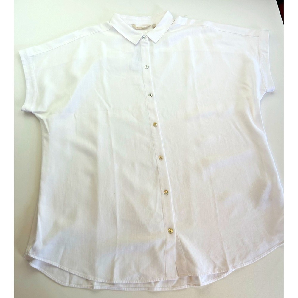 NWT Soft Surroundings Je Veux Shirt White size 1X Coastal Grandma Resort Wear